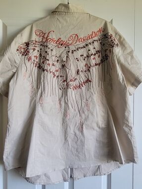 Harley Davidson Zip Front Womens Size 3W Eagle Embroidered Shortsleece Top